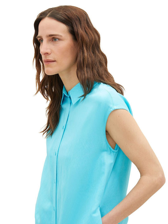 Summer Midi Shirt Dress Light Blue