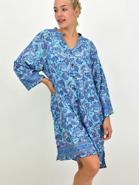 Potre Summer Midi Shirt Dress Dress Blue