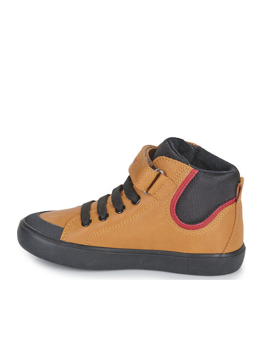 Gisli Anatomical Leather Kids Boots with Velcro Tabac Brown