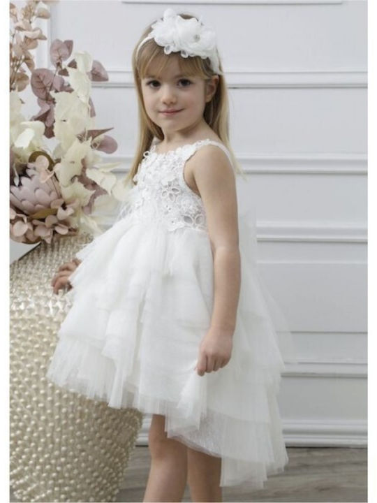Mi Chiamo White Taufset Kleidung mit Haar-Accessoires & Kleid aus Tüll 2Stück