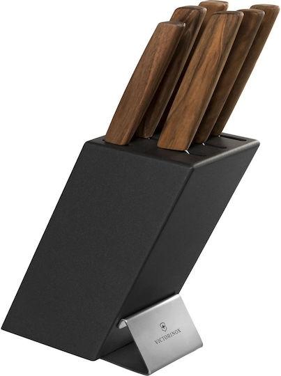 Victorinox Σετ Ανοξείδωτων Εργαλείων Μαγειρικής με Βάση 6τμχ Καφέ Swiss Modern