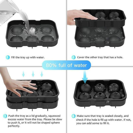 Viosarp Ice Cube Mold Round Silicone 6 Slots Gray 5206753041023