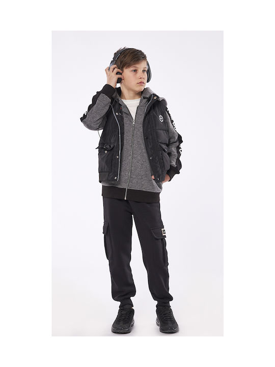 Hashtag Boys Casual Jacket Black Sleeveless with Lining & Ηood