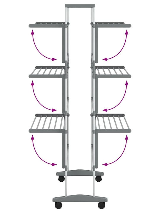 vidaXL Folding Floor Clothes Drying Rack Made of Aluminum with 36m Hanging Length