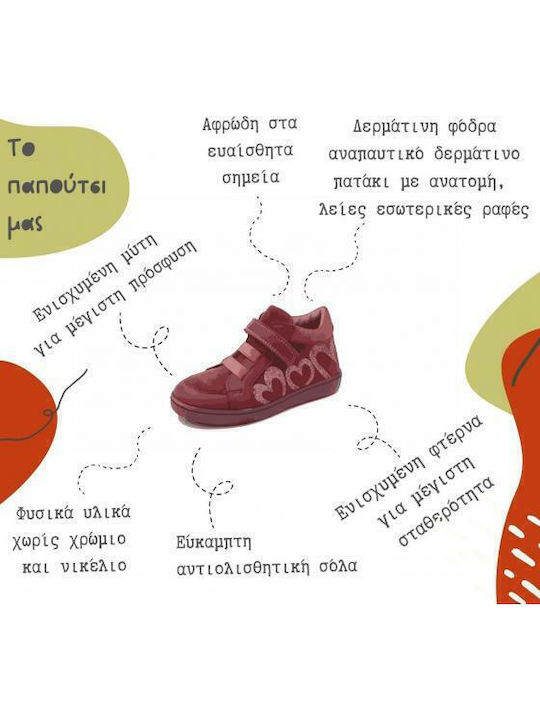 Anatomisch Lederne Kinderstiefeletten mit Klettverschluss Rosa