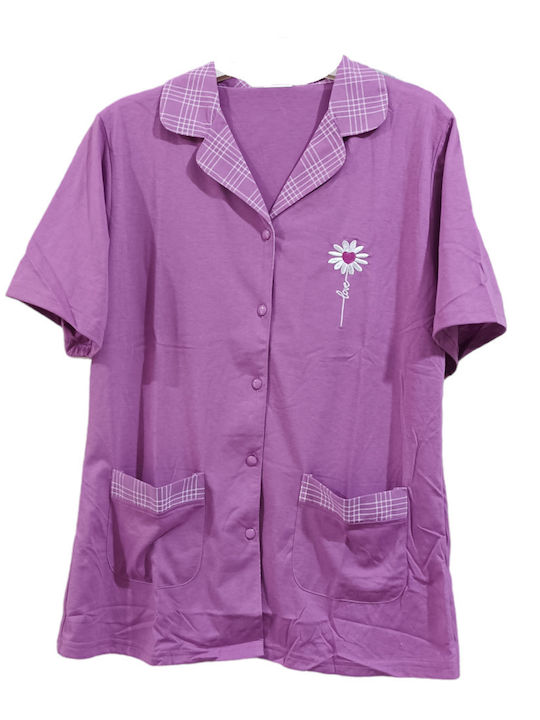 Lydia Creations Summer Women's Pyjama Set Cotton Lilac