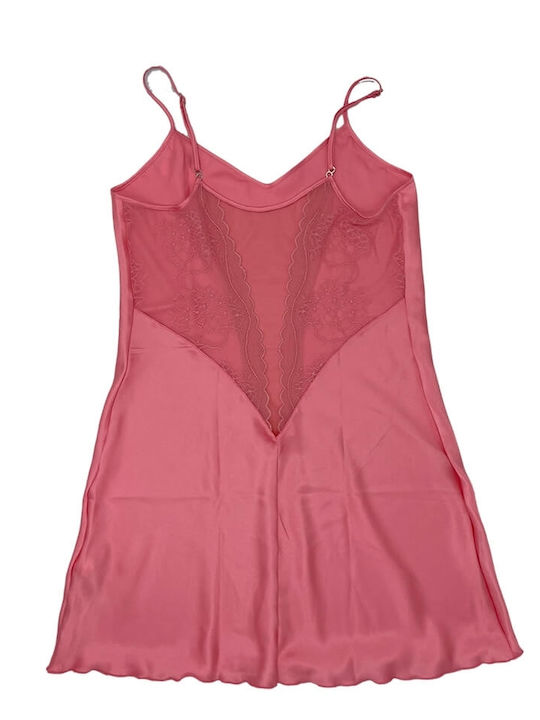 Leilieve Sommer Satin Damen Nachthemd Rosa