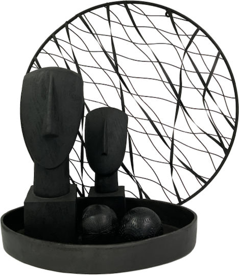 InTheBox Διακοσμητικό Τοίχου Ribbons Μαύρο από Μέταλλο 61x7x61cm
