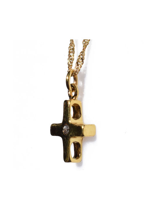 Bizoutaki Cross from Gold Plated Silver with Chain