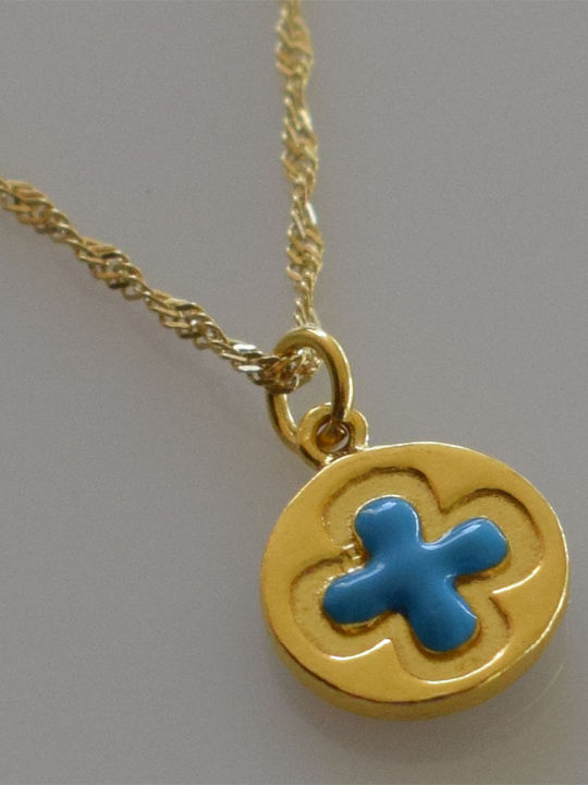 Bizoutaki Kreuz aus Vergoldetem Silber mit Kette