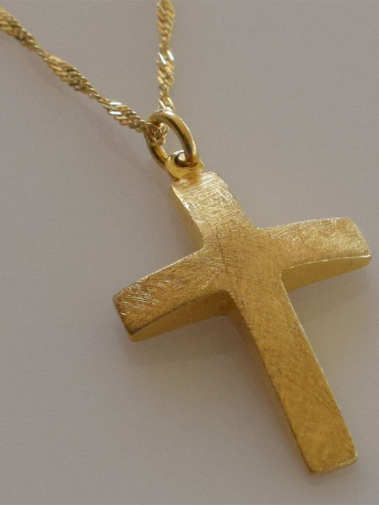 Bizoutaki Kreuz aus Vergoldetem Silber mit Kette