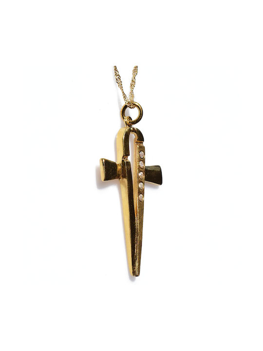 Bizoutaki Cross from Gold Plated Silver with Chain