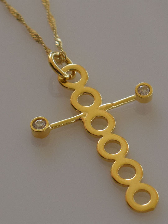 Bizoutaki Kreuz aus Vergoldetem Silber mit Kette