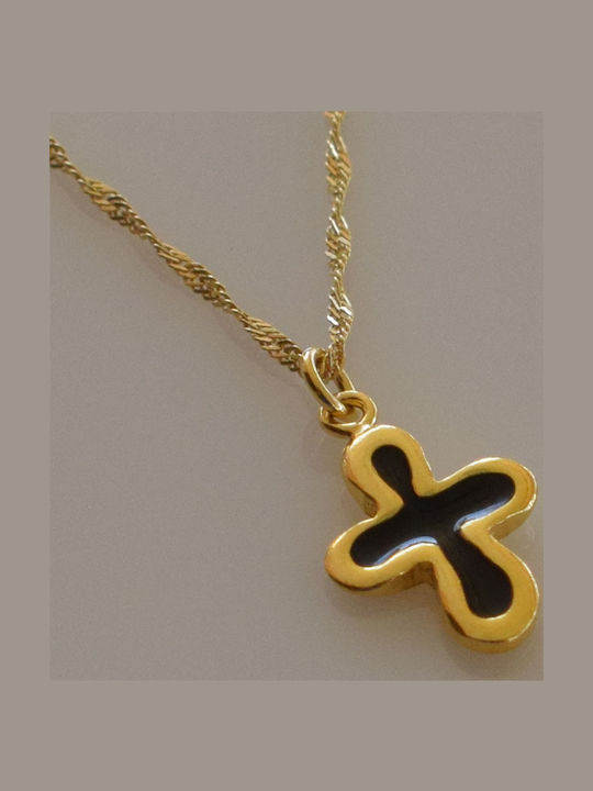 Bizoutaki Kreuz aus Vergoldetem Silber mit Kette