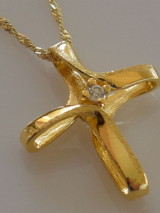 Bizoutaki Kreuz aus Vergoldetem Silber mit Kette