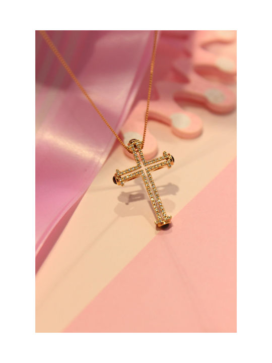 Arapinis Damen Roségold Kreuz 18K mit Kette