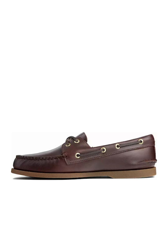 Authentic Original Δερμάτινα Ανδρικά Boat Shoes σε Καφέ Χρώμα