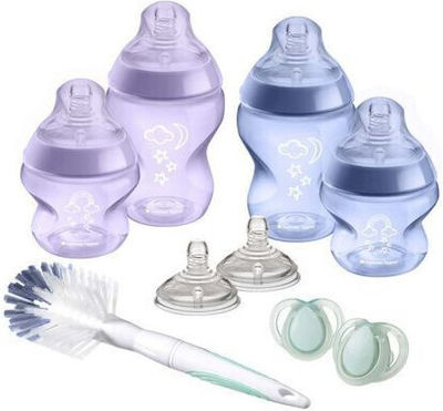 Tommee Tippee Plastic Bottle Set Closer to Nature Newborn Starter Set Anti-Colic with Silicone Nipple for 0+, 0+ m, months 260ml 9pcs