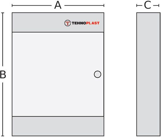 Tehnoplast Ηλεκτρολογικός Πίνακας Επιτοίχιος, 4 Σειρών, 12 Στοιχείων Π287xΥ652xΒ112mm