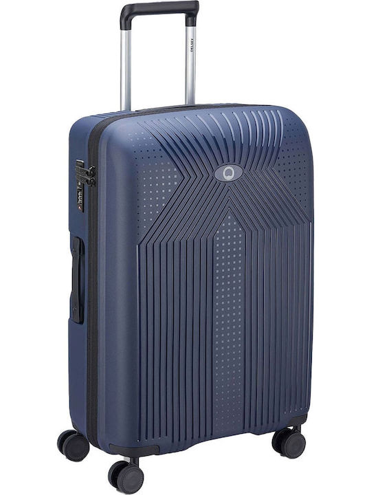 Delsey Ordener Medium Hard Blue Suitcase Travel With 4 Wheels Height 66cm