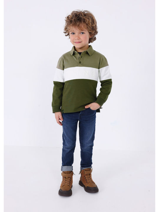 Mayoral Kids Polo Long Sleeve Khaki