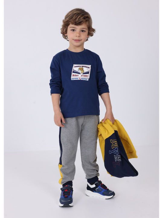 Mayoral Kids Blouse Long Sleeve Navy Blue