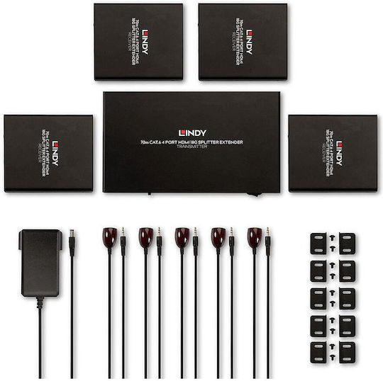 Lindy 4 Port Cat.6 HDMI 4K60 Extender HDMI Splitter 38262