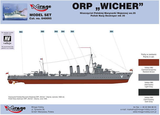 Mirage Modeling Figure Ship Gray in Scale 1:400 with Glue and Paints