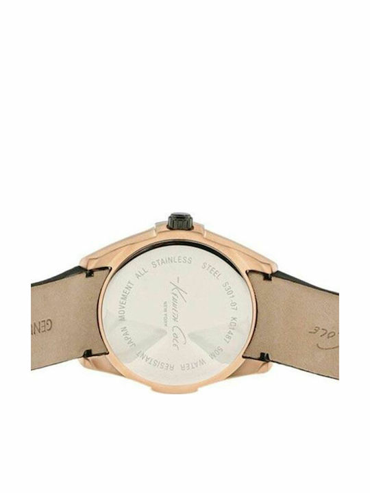 Kenneth Cole Ανδρικό Ρολόι Μπαταρίας με Μαύρο Δερμάτινο Λουράκι
