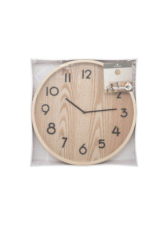 Atmosphera Ivana Silent Wooden Wall Clock Beige Ø38cm