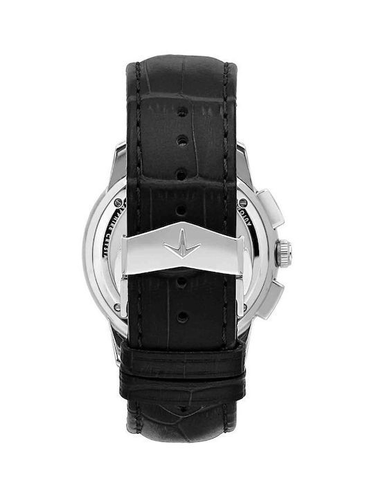 Men's Watch Chronograph Automatic with Black Leather Strap