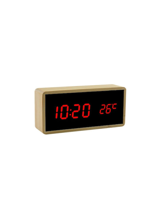 Ξύλινο Tabletop Digital Clock with Alarm Red 101539