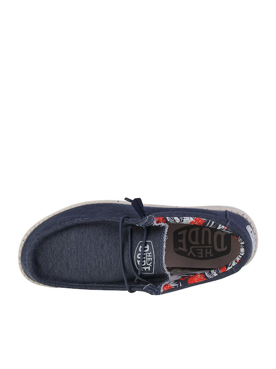 Wally Stretch Canvas Herren Mokassins in Blau Farbe