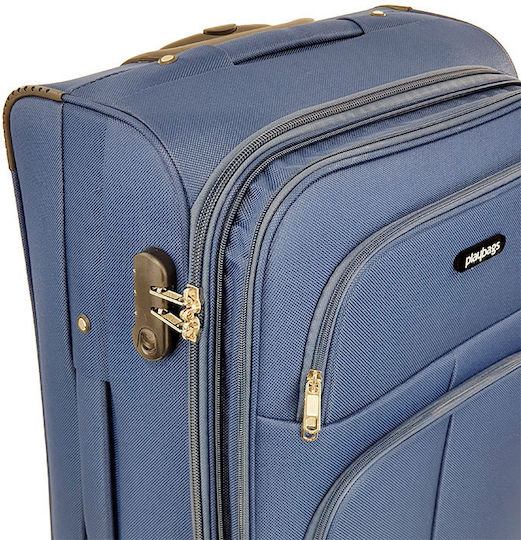 Playbags FW877 Travel Suitcases Fabric Blue with 4 Wheels Set of 3pcs