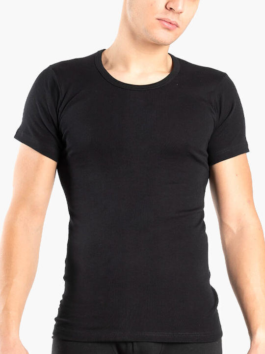 Men's Undershirt Short-sleeved in Black Velvet-Black Metal Color