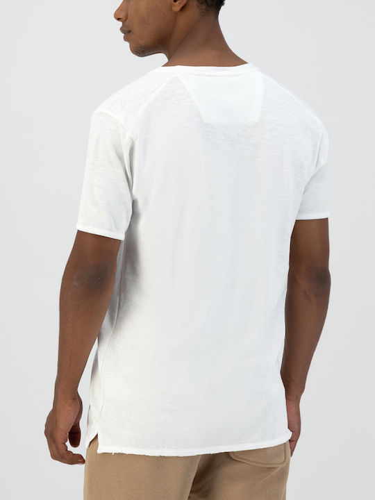 Dstrezzed Men's Short Sleeve T-shirt with Buttons White