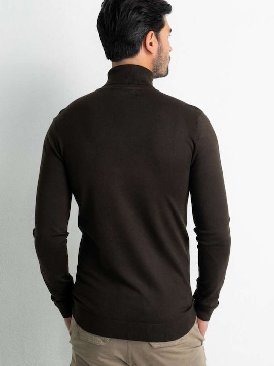 Petrol Industries Men's Long Sleeve Sweater Turtleneck Brown