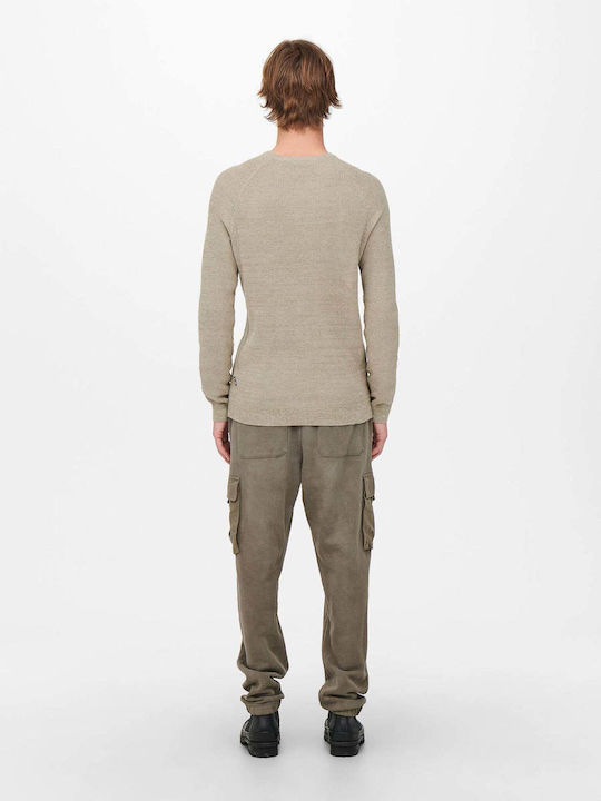 Only & Sons Men's Long Sleeve Sweater Beige