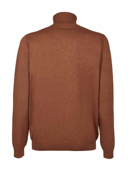 Sseinse Men's Long Sleeve Sweater Turtleneck Brown