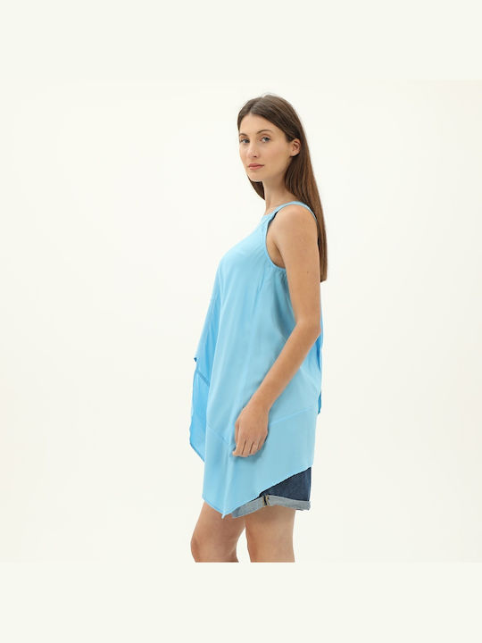 Ale - The Non Usual Casual Women's Summer Blouse Sleeveless Light Blue