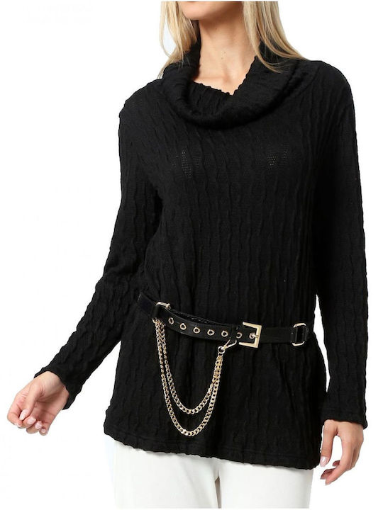 Anna Raxevsky Women's Long Sleeve Sweater Turtleneck Black