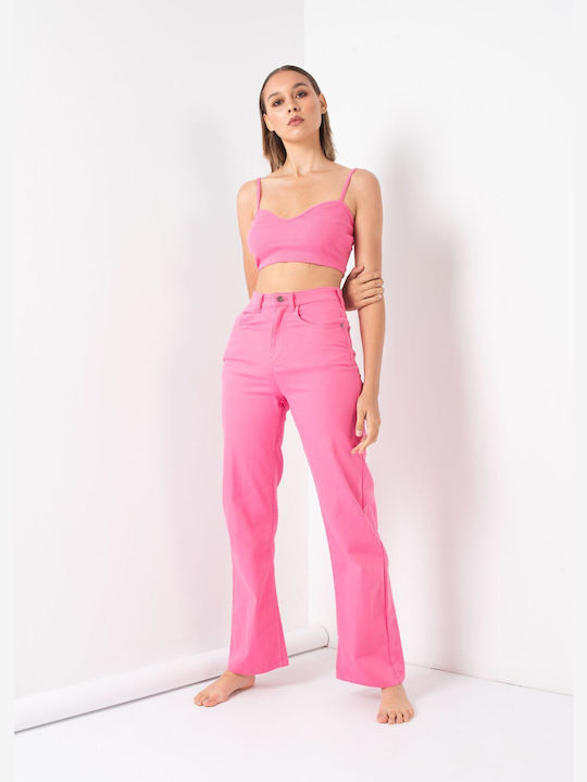 Make your image Damen Sommer Crop Top mit Trägern Rosa