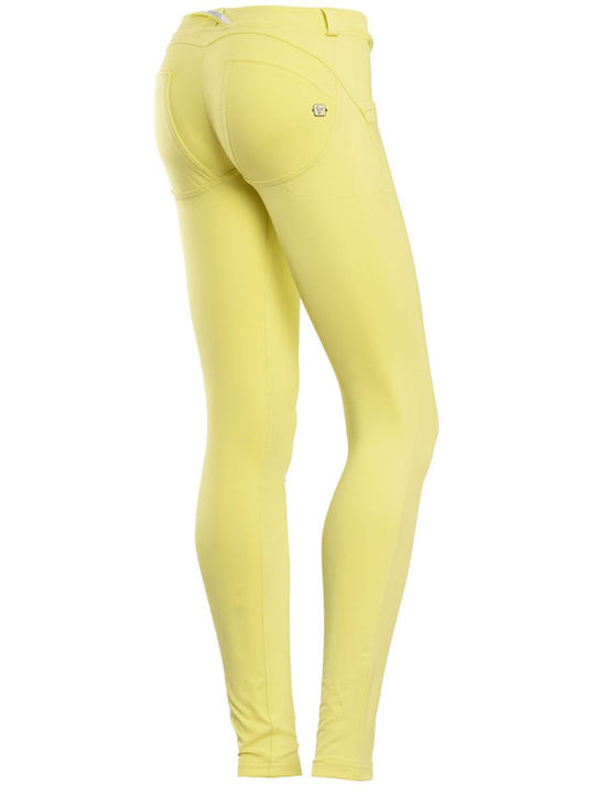 Freddy Women's Fabric Trousers Push-up in Skinny Fit Yellow