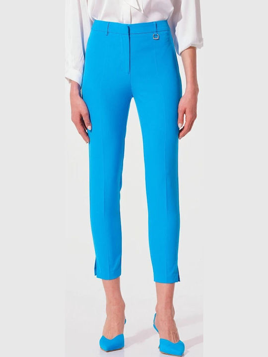 Dama Tesatura Pantaloni cu Croială Normală Albastru