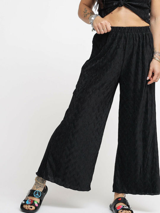 Glamorous Women's High-waisted Fabric Trousers with Elastic Black