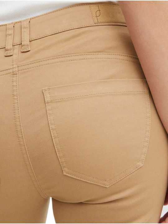Women's Fabric Capri Trousers in Slim Fit Brown