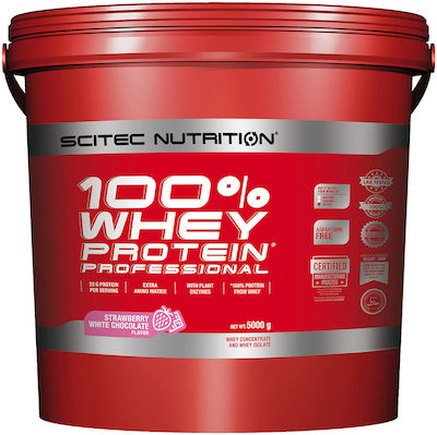 Scitec Nutrition 100% Whey Professional Πρωτεΐνη Ορού Γάλακτος με Γεύση Λευκή Σοκολάτα Φράουλα 5kg