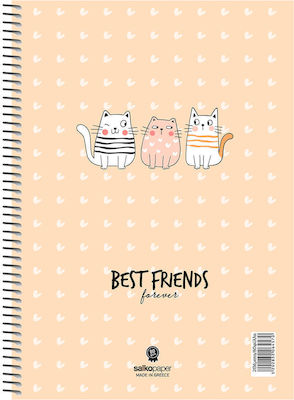 Salko Paper Σπιράλ Τετράδιο Ριγέ Β5 Best Friends Πολύχρωμο