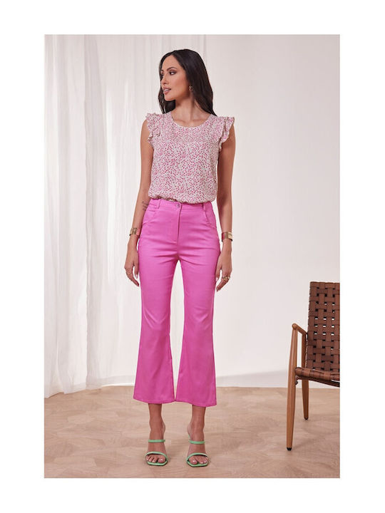 Alma Women's Fabric Capri Trousers Fuchsia