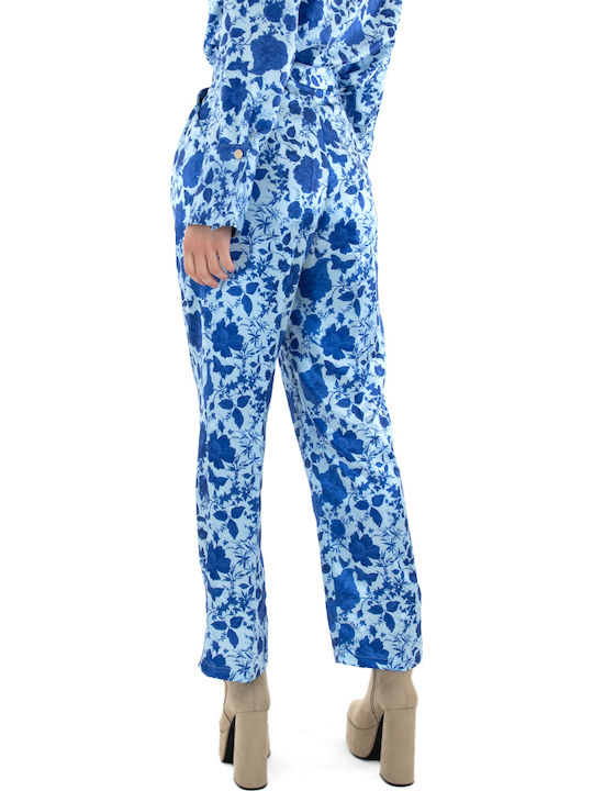 Damen Stoff Hose Blau